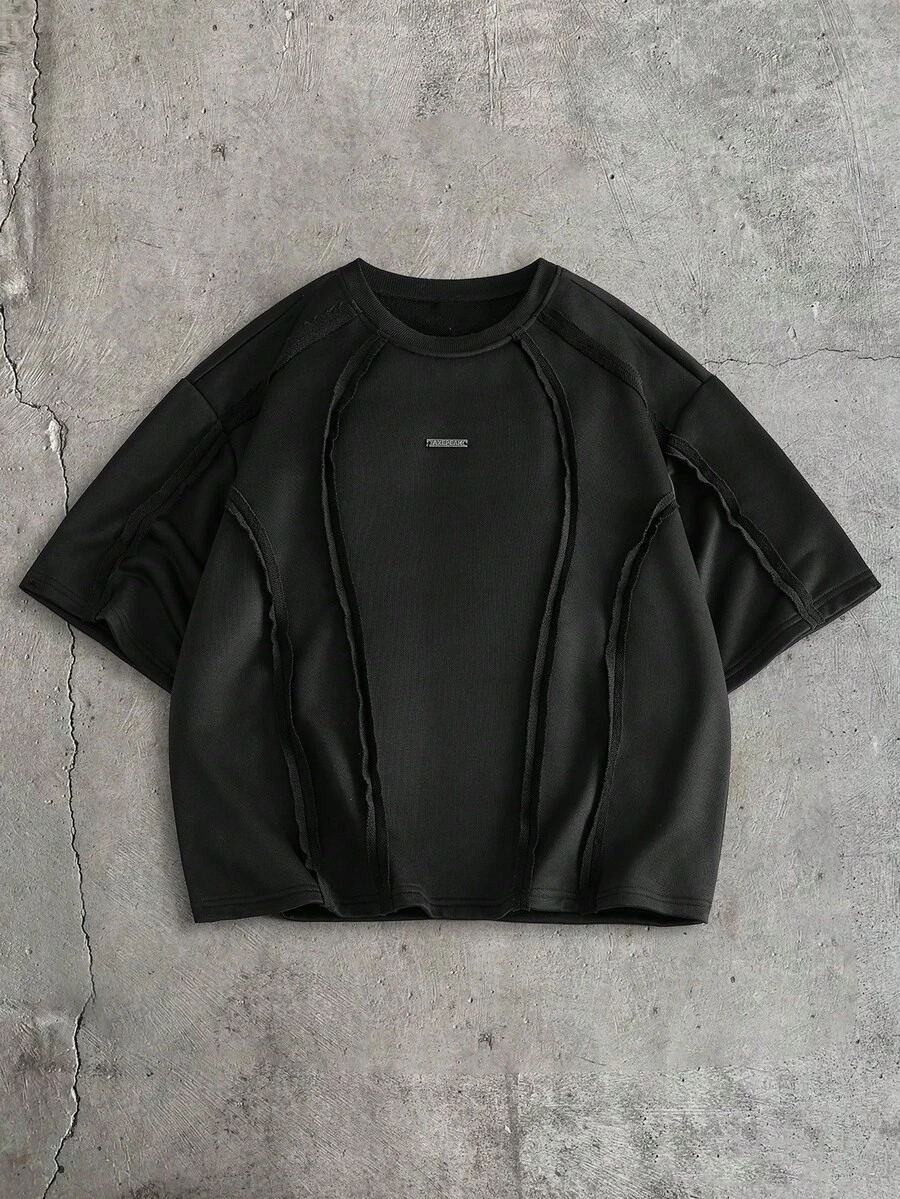 AXEPEAK Áo thun nam màu đen dáng rộng, thoải mái, phong cách thường ngày - màu đen - Xem 1