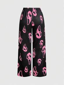 ROMWE Women Gothic Skull Print Camisole And Pants Pajama Set - Pink - View 6