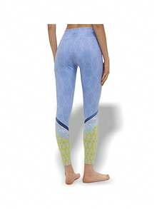 Alo Yoga Leggings AIRBRUSH Sweat Absorption Breathable Lightweight Solid Good Elasticity Easy To Wash Gym Outdoor Women Blue Multi W5374SR - TREE LACE SKY - 藍色/多色 - 查看 2