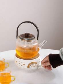 1 pieza Calentador de cerámica para tetera, Calentador de té con frutas y flores, Calentador de tetera (vela no incluida), Adecuado para reuniones, Ramadán, Fiestas - Blanco - Ver 5