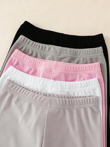 Set de 5 leggings de unicolor para niñas, diseño corto y ajustado cómodo, adecuado para primavera/verano - Multicolor - Ver 6