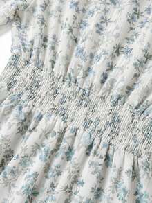 Women Midi Dresses - Blue and White - View 5