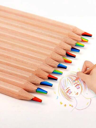 3/6/12/24/48pcs Seven-In-One Rainbow Colored Pencils, Loose Pencils, Perfect For Use As Easter Egg Basket Stuffing, Birthday Party Gifts, Classroom Rewards, Candy Bags, School Supplies, Brightly Colored Multicolor Painting Materials, And Also Suitable For Crafts, Coloring Books, Diy Kits, Teacher Gifts, Rewards, Party Decorations, And Other Activities.