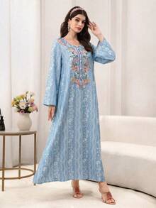 Yasmyna Áo khoác cardigan tay dài dáng rộng in hoa, cài cúc phía trước. - Màu xanh lam - Xem 8