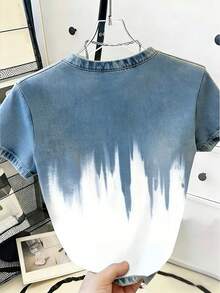 Resyla Contrast Color Round Neck Fitted Short Sleeve T-Shirt Golf White Summer Sexy - Multicolor - View 2