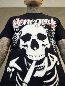 Manfinity EMRG 男士字母骷髅印花宽松圆领短袖T恤 - 彩色 - 查看 3