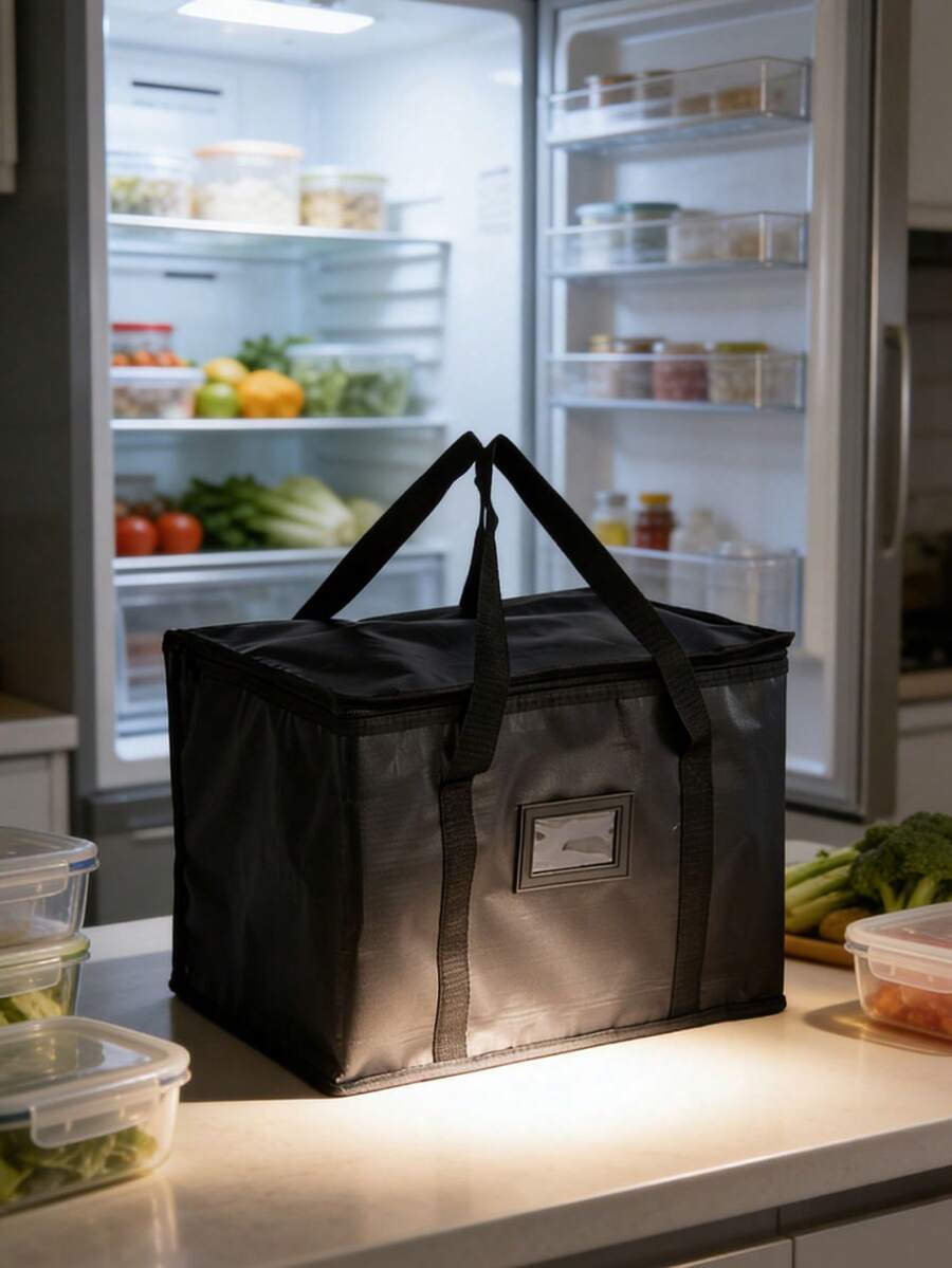 Túi giữ nhiệt cách nhiệt, túi đựng đồ uống, túi giữ lạnh cỡ lớn, hộp đựng đồ ăn trưa lạnh, túi đựng đồ ăn dã ngoại có khóa kéo, giỏ đựng thức ăn bằng giấy bạc. - Nhiều màu - Xem 1