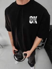 Versatile Baggy Short Sleeve T-Shirt With Fun Basketball Print, Ideal For Vacation, Work And Use - Black 2 - View 1