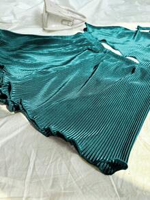 Elamini 女士纯色露背吊带上衣和短裤两件套，夏季 - 藍色 - 查看 3