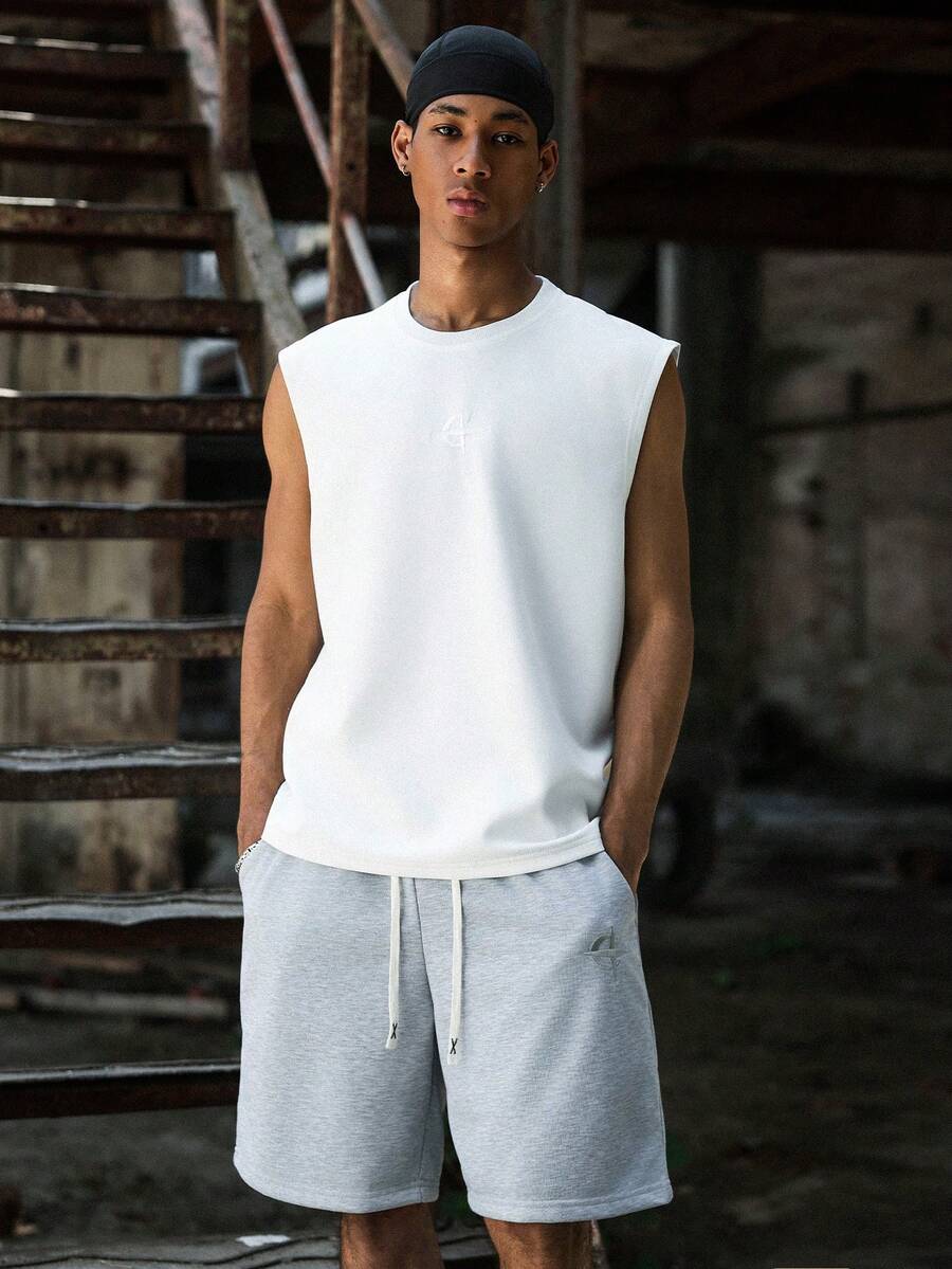 Major Grit Men's Casual Street Style Tank Top And Shorts Set Muscle Tee For Men Mens 2 Piece Outfits Summer Men Clothes Men Two Piece Outfit Men Coords Outfit - White - View 1