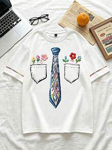 Manfinity Joysei 男士休闲印花T恤，夏季 - 彩色 - 查看 4