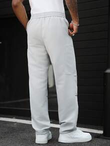 SLATEMANN Men's Drawstring Waist Pockets Casual Versatile Daily Wear Pants - Beige - View 2