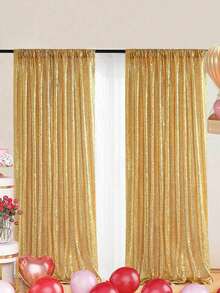 4 pièces Rideau de fond de fête argenté pailleté, décoration d'anniversaire, bannière d'anniversaire, toile de fond d'anniversaire, fournitures de fête d'anniversaire, réutilisable, convient pour la décoration de la maison, la décoration de mariage, l'utilisation quotidienne et les fêtes, la décoration de mariage, les fournitures de mariage, les faveurs de fête, les cadeaux d'anniversaire, le tissu pour arche de mariage. - Doré - Voir 5