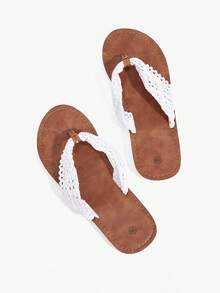 Grefit Chanclas de mujer de moda y versátiles, nuevas para el verano 2026, con suela plana antideslizante y suela blanda para la playa - Blanco - Ver 6