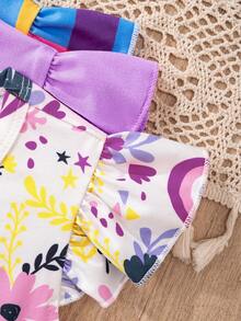 Elladie kids 3件套女童卡通碎花格子图案短袖连衣裙，夏季女童连衣裙，儿童连衣裙，女童春季连衣裙，幼儿连衣裙，儿童连衣裙，夏季套装，优雅派对连衣裙，柔软连衣裙。可爱女童连衣裙，夏季套装。优雅派对连衣裙。柔软连衣裙。 - 彩色 - 查看 3