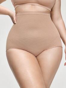SHAPORA Plus Size Seamless High Waist Shaping Briefs For Women, High Elasticity, Mature Charm, Elegant, Soft, Non-Binding, Simple & Comfortable Underwear For Daily Wear - Apricot - View 2