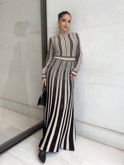 Marta Soriano Váy len dài tay thắt eo cho nữ, Thu/Đông