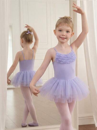 Đầm tutu màu tím mềm mại và co giãn dành cho bé gái, có phần lưới phía trước, chất liệu vải co giãn thân thiện với da, phù hợp cho yoga, khiêu vũ, thể dục dụng cụ, múa ba lê, tập luyện hàng ngày, tiệc tùng và các dịp thường ngày.