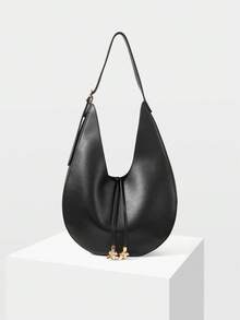 MOTF PREMIUM 女士极简主义软月牙形单肩包，适合通勤和购物 - 黑色 - 查看 1