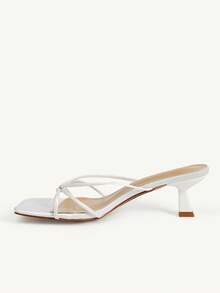 CUCCOO CHICEST White Satin Padded Feet, High Heels, Square Head, Thin Straps, And Sandals. - White - View 5