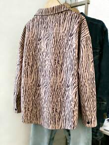 Franclia 女士休闲宽松长袖衬衫，豹纹图案，简约百搭，适合秋冬日常穿着 - 彩色 - 查看 2