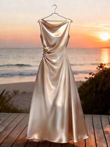 Franclia Robe en satin champagne élégante pour femmes, plissée à la taille, tissu satin lisse, drapé naturel, décoration de boutons de perle à la taille, simple mais sophistiquée, style de base rehaussé par la perle et le matériau satin. Convient pour le trajet domicile-travail au printemps/été, l'usage quotidien, l'hiver, les fêtes, la plage, les rendez-vous, la remise des diplômes, le bureau, l'uniforme d'enseignant urbain, les tenues de Noël et du Nouvel An, la robe maxi décontractée en satin, robe de soirée élégante champagne, robes en soie, robe de dîner, robe de vacances, robe de soirée élégante, robe de plage pour les vacances, robes de dîner pour les vacances, robe de couleur champagne, robe de plage, robes pour femmes, robe de fête élégante classique, robe de soirée pour femmes, tenue de cérémonie, robes enveloppantes pour dames, robe wow - Multicolore - Voir 7