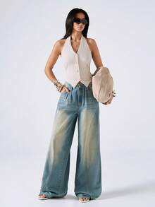 LYSMO 2026 New Arrive Minimalism Spring/Summer Women's Summer Linen Tie Back Backless Top Casual Outfit For Women  Vacation Outfits Women Summer Outfit For Women - Apricot - View 3