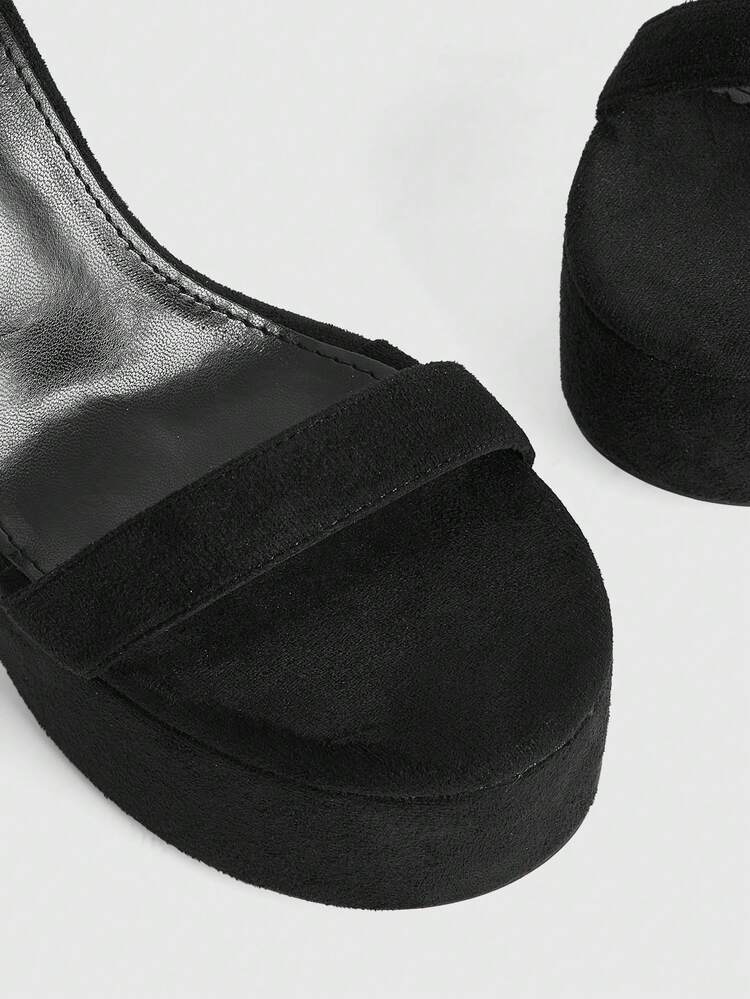 CUCCOO LuxiPop Women's High Heel Waterproof Platform Sandals, One-Strap Black Stilettos, Sexy Club Wear