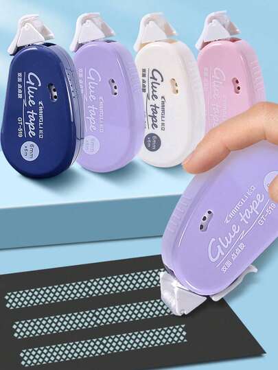 1 pieza Cinta adhesiva transparente doble cara simple y aleatoria, 6M Cinta adhesiva fuerte y pegajosa, Cinta fácil de rasgar para manualidades DIY, suministros de oficina, uso doméstico, útiles escolares para estudiantes, artículos esenciales de vuelta a clases