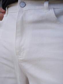 LEOGASHI LEOGASHI 1件 Infinite Jeans 男士休闲直筒牛仔裤，高品质品牌舒适外出裤（不含腰带和配饰） - 白色 - 查看 3