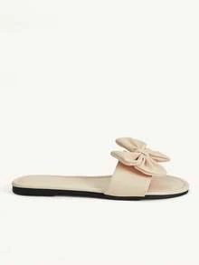 CUCCOO CHICEST Chaussures femme style minimaliste classique, sandales plates femme style mignon avec décoration nœud, élégantes et confortables - Nude - Voir 3