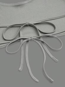 Sweetra Áo tắm nữ kiểu dáng thể thao giản dị, gợi cảm, tối giản, dây mảnh, buộc dây. - Xám - Xem 21