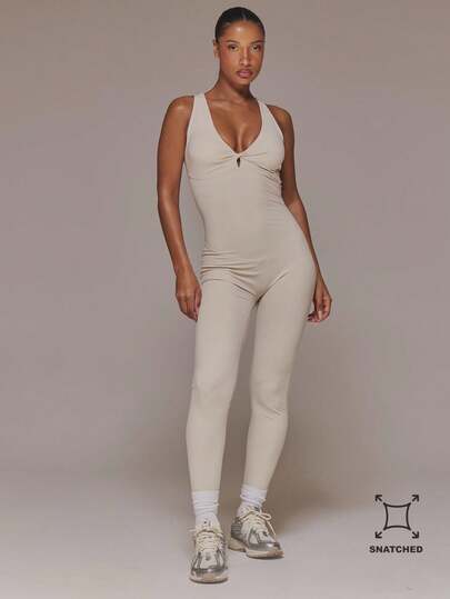 Musera Sport 扭结前开襟露背吊带连体运动服 健身健身房普拉提日常休闲香蕉布丁