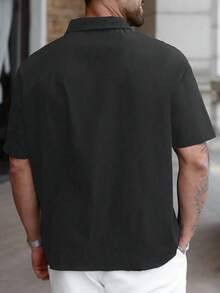 Manfinity Homme Plus Size Men's Casual Zipper Short Sleeve Shirt Jacket, Minimalist Design For Daily Wear - Dark Grey - View 2