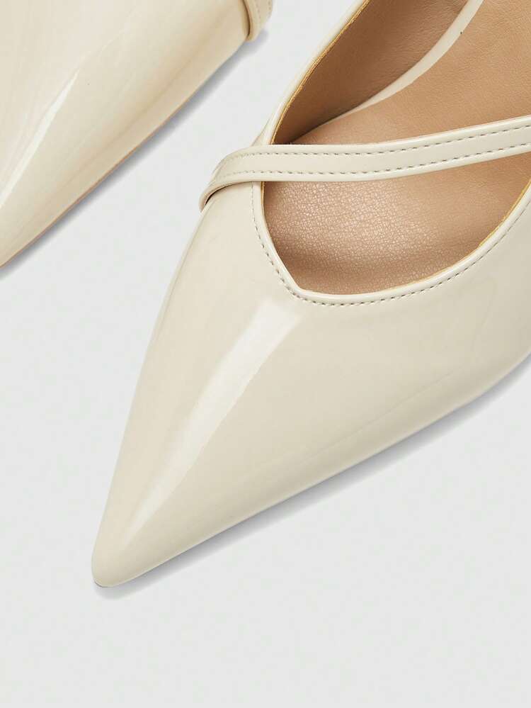 CUCCOO BIZCHIC Women Shoes Pointed Thin High Heel Beige Women's High Heel Shoes Simple Temperament Fashion Sexy Party Banquet Women's Slingback Shoes