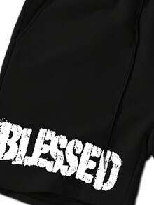 Manfinity EMRG Men's Letter & Figure Print Round Neck Short Sleeve T-Shirt And Shorts Casual Set - White - View 3