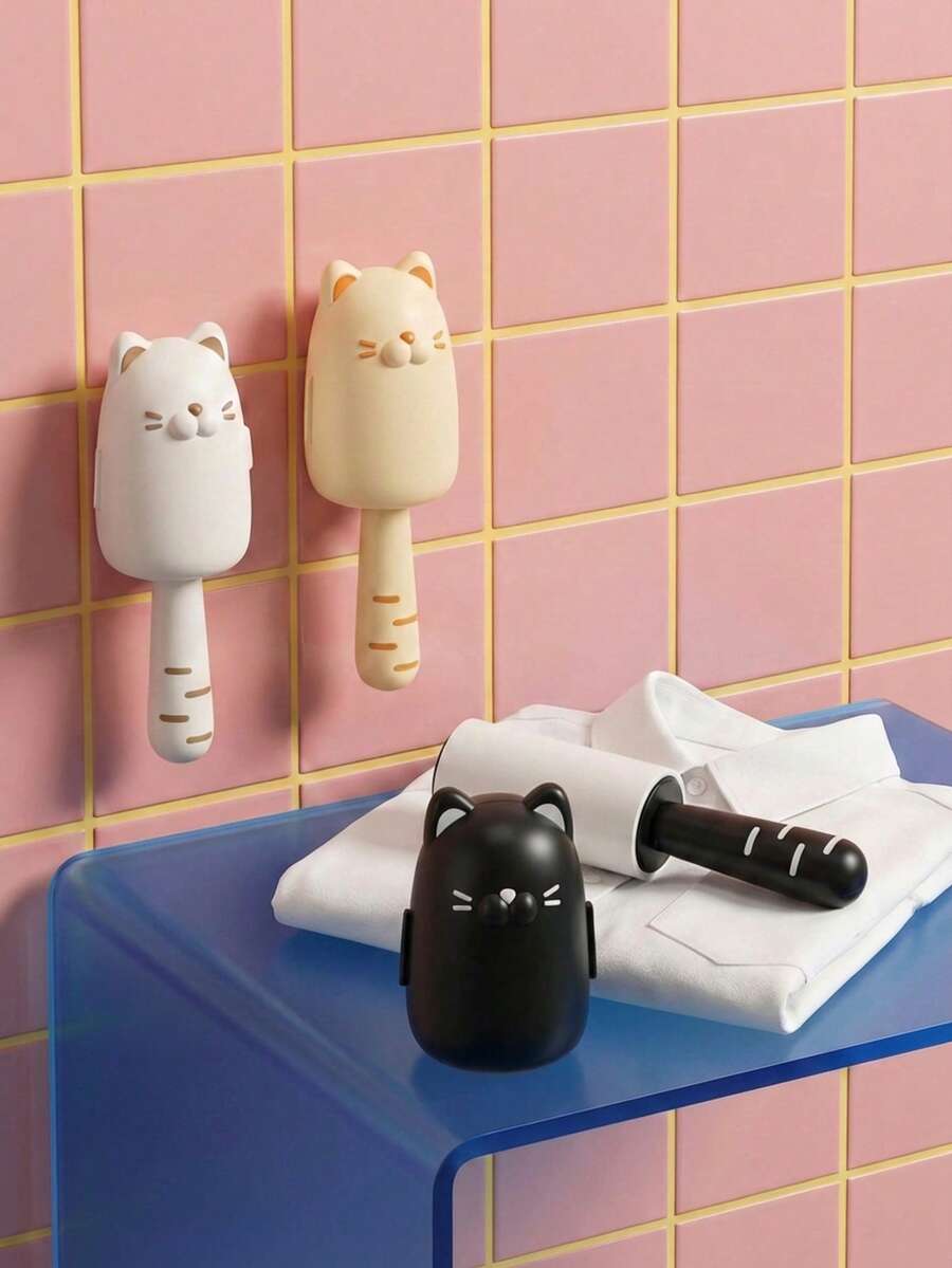 Joivida 1个可爱猫咪造型除毛滚轮，家用宠物毛发去除器，适用于衣物和沙发，手动粘毛器，适用于日常衣物清洁、家居清洁、卧室床垫清洁和家用清洁产品