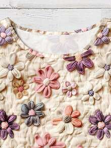 EMERY ROSE Áo kiểu nữ cổ tròn họa tiết hoa, tay bồng, thích hợp mặc mùa hè. - Nhiều màu - Xem 3