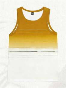 VIVINTIMO 男士渐变色度假风休闲无袖背心 - 黃色 - 查看 2