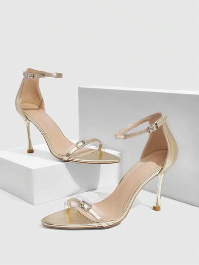 CUCCOO SZL Women Shoes Pointed Stiletto One-Word Strap Sexy Fashion Gorgeous Back Ankle Strap With Skirt Banquet Party Nightclub Women High Heel Open-Toed Sandals