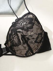 Snug Zone 1pc Sexy Backless Front Closure Black Lace Bra, Lift And Support, Adjustable For Small Bust, Summer - Multicolor - View 5