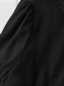 GlowEve CURVE Plus Size Spring/Summer Short Sleeve Jacquard Elegant French Lace Collar A-Line Dress For Women - Black - View 5