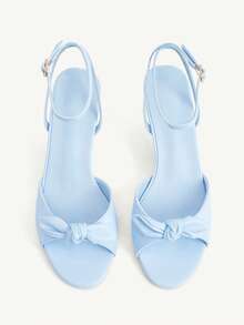 CUCCOO CHICEST Women Shoes Light Blue, Butterfly Knotted Ankle Strap Fashionable Sexy Round Toe High Heel Sandals Summer - Light blue - View 2
