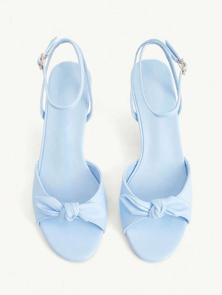 CUCCOO CHICEST Women Shoes Light Blue, Butterfly Knotted Ankle Strap Fashionable Sexy Round Toe High Heel Sandals