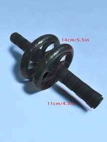 1个双轮腹部健身器材巨型轮腹部滚轮锻炼腹肌轮 - 黑色 - 查看 7