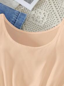 SHEIN Summer  2pcs/Set Casual Denim Jacket And White Dress - Apricot - View 5