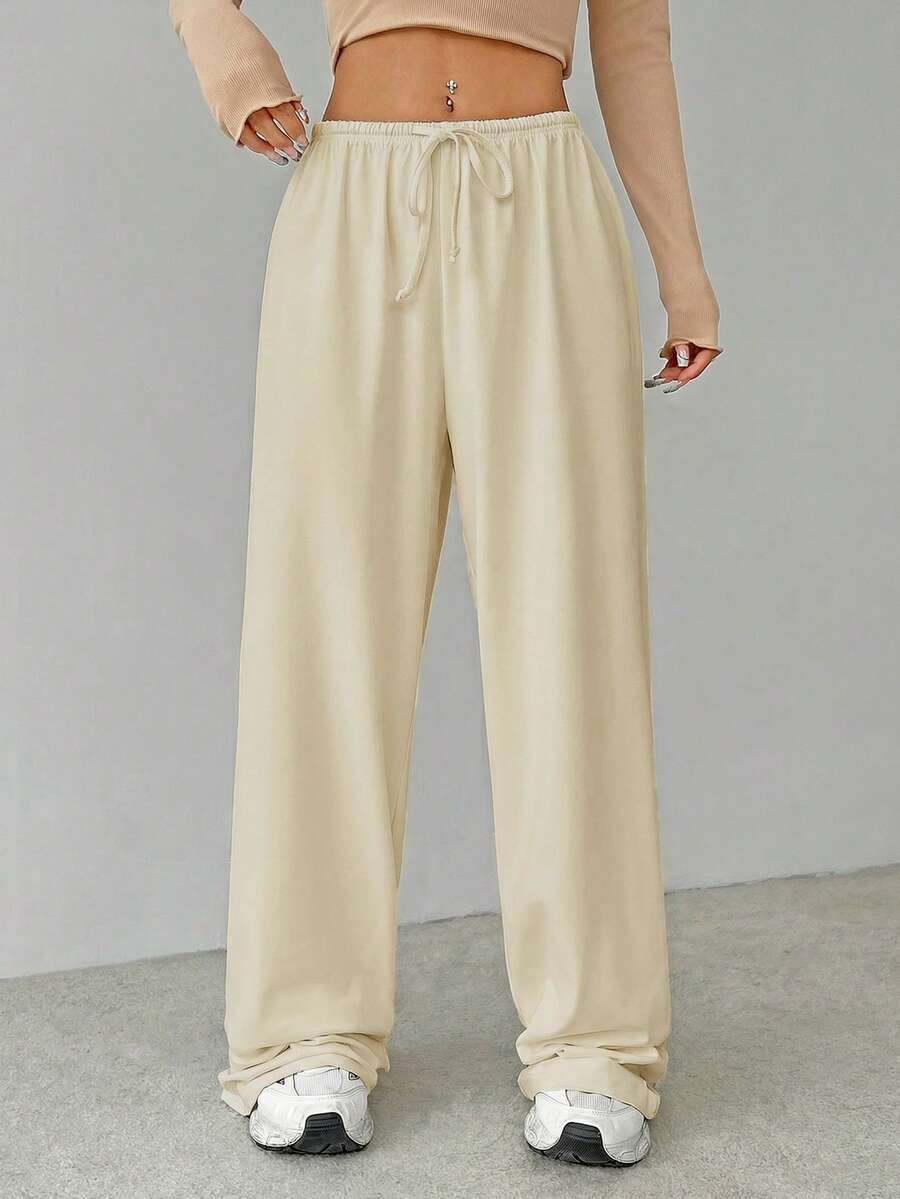 SHEIN Tall Quần dài mặc nhà mềm mại màu trắng, kiểu dáng rộng rãi.