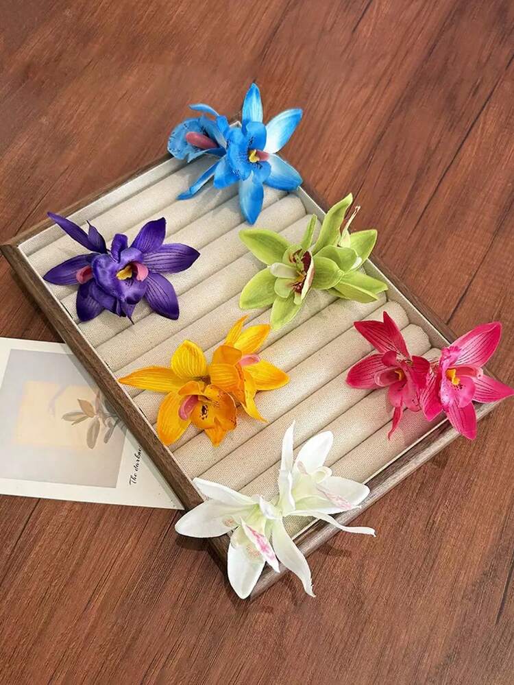 ROMWE Fairycore 10 piezas de pasadores para el cabello con flores simuladas multicolor de estilo bohemio para la playa, adecuados para salir y decorar el cabello - Multicolor - Añade 6