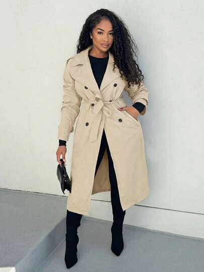 Alexandranx 女士时尚纯色宽松百搭风衣