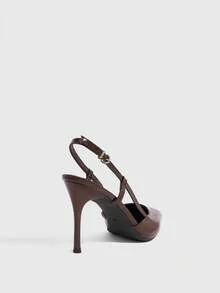 CUCCOO SZL Women's Pointed Toe Buckle Design Fashionable High Heels, Versatile For Daily Wear Valentine's Day - Brown mirror - View 3